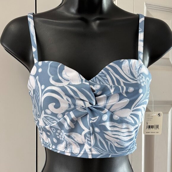 NWT Free People Blue Floral Combo Longline Bralette Top, Size S - Picture 1 of 8